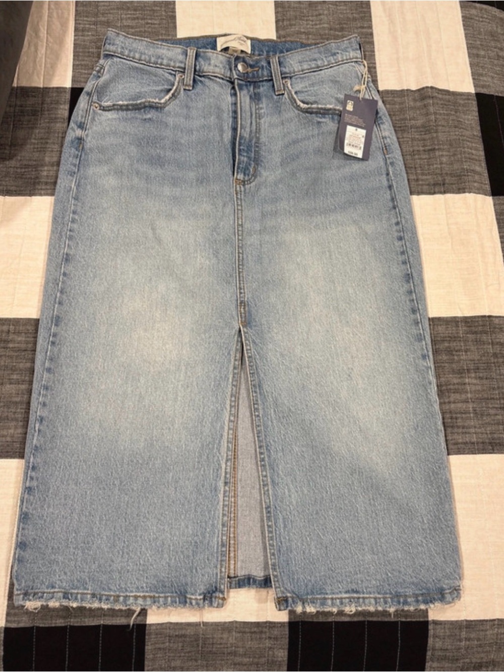 Universal Thread Light Blue Denim Midi Skirt with Front Slit